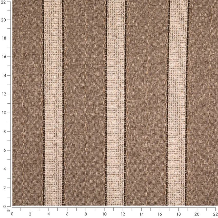 Flax Brown Stripe Woven Patterns Upholstery Fabric by the Yard — Scale in inches