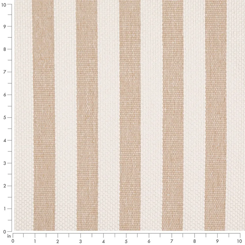 Biscuit Beige & Taupe Stripe Woven Patterns Upholstery Fabric by the Yard — Scale in inches