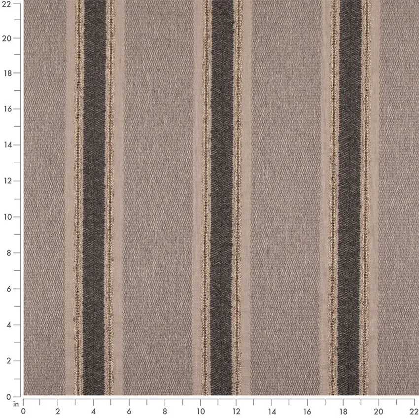 Grey & Silver Stripe Woven Patterns Upholstery Fabric by the Yard — Scale in inches