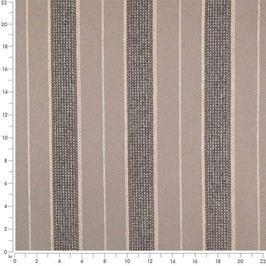Pumice Grey & Silver Stripe Woven Patterns Upholstery Fabric by the Yard — Scale in inches