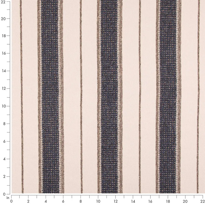 Denim Blue Stripe Woven Patterns Upholstery Fabric by the Yard — Scale in inches