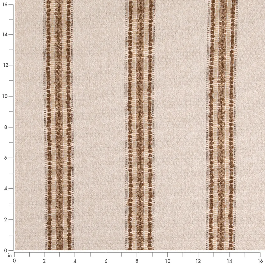 Camel Brown Stripe Woven Patterns Upholstery Fabric by the Yard — Scale in inches