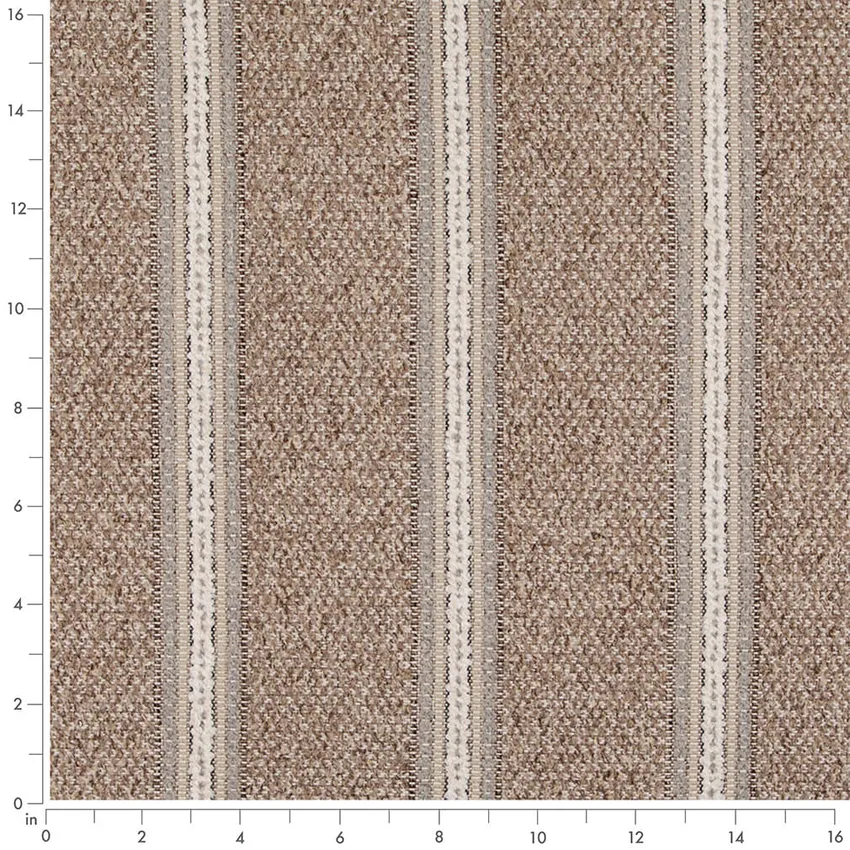 Jute Brown Stripe Woven Patterns Upholstery Fabric by the Yard — Scale in inches