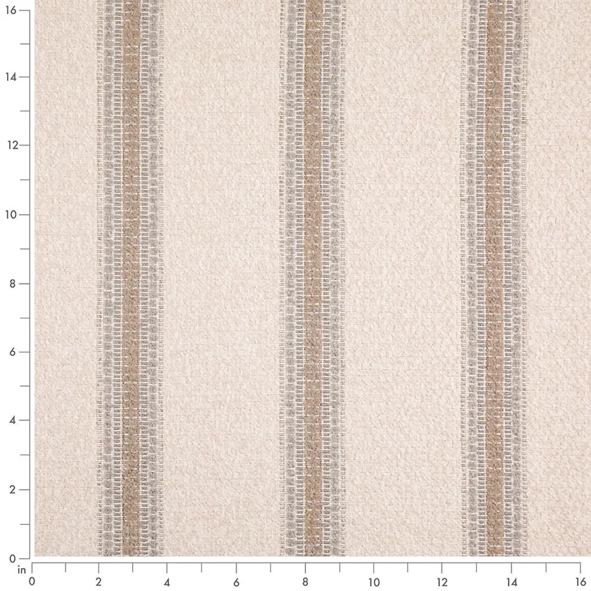 Mushroom Beige & Taupe and Grey & Silver Stripe Woven Patterns Upholstery Fabric by the Yard — Scale in inches