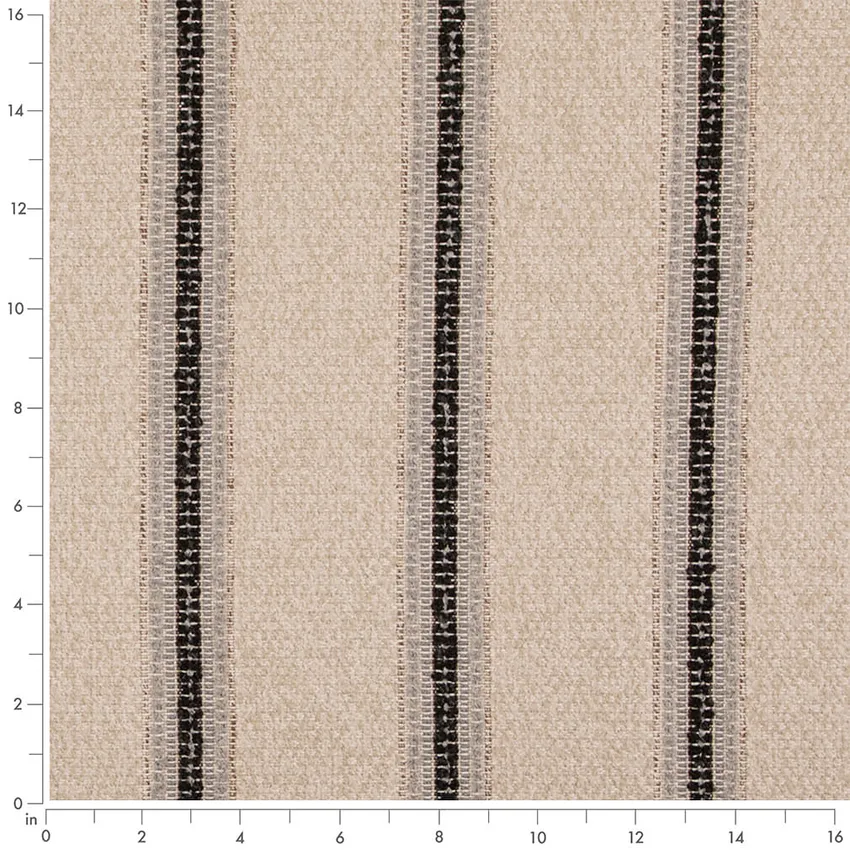 Shadow Black Stripe Woven Patterns Upholstery Fabric by the Yard — Scale in inches