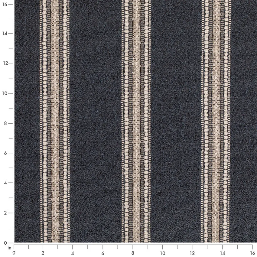 Admiral Blue Stripe Woven Patterns Upholstery Fabric by the Yard — Scale in inches