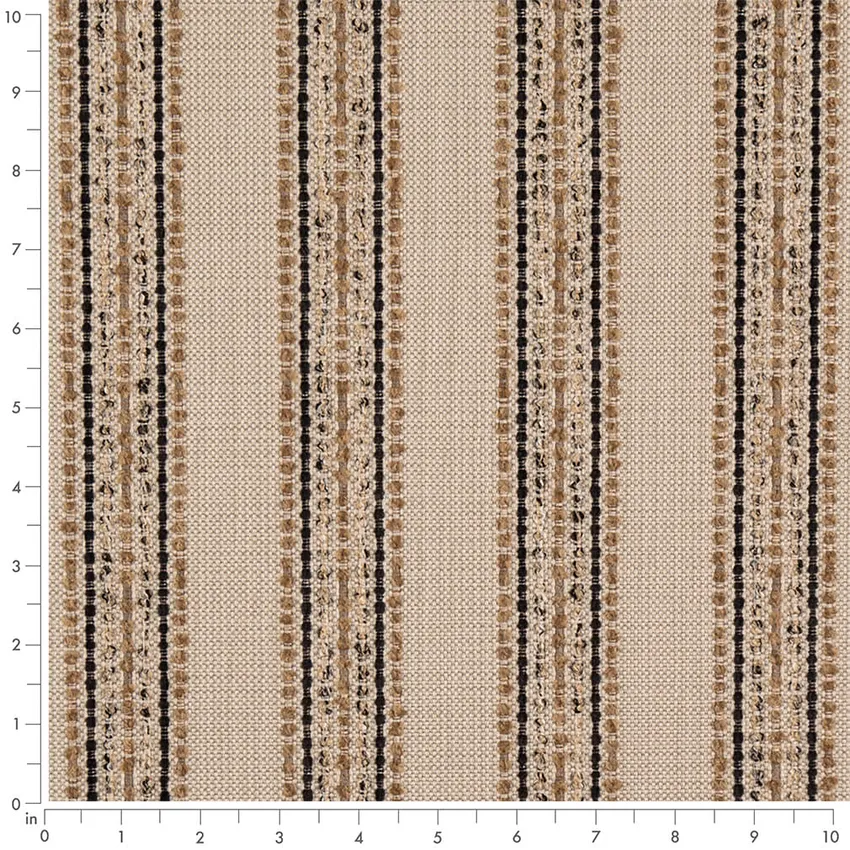 Sepia Brown Stripe Woven Patterns Upholstery Fabric by the Yard — Scale in inches