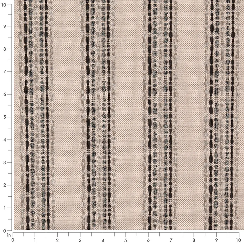 Graphite Grey & Silver Stripe Woven Patterns Upholstery Fabric by the Yard — Scale in inches
