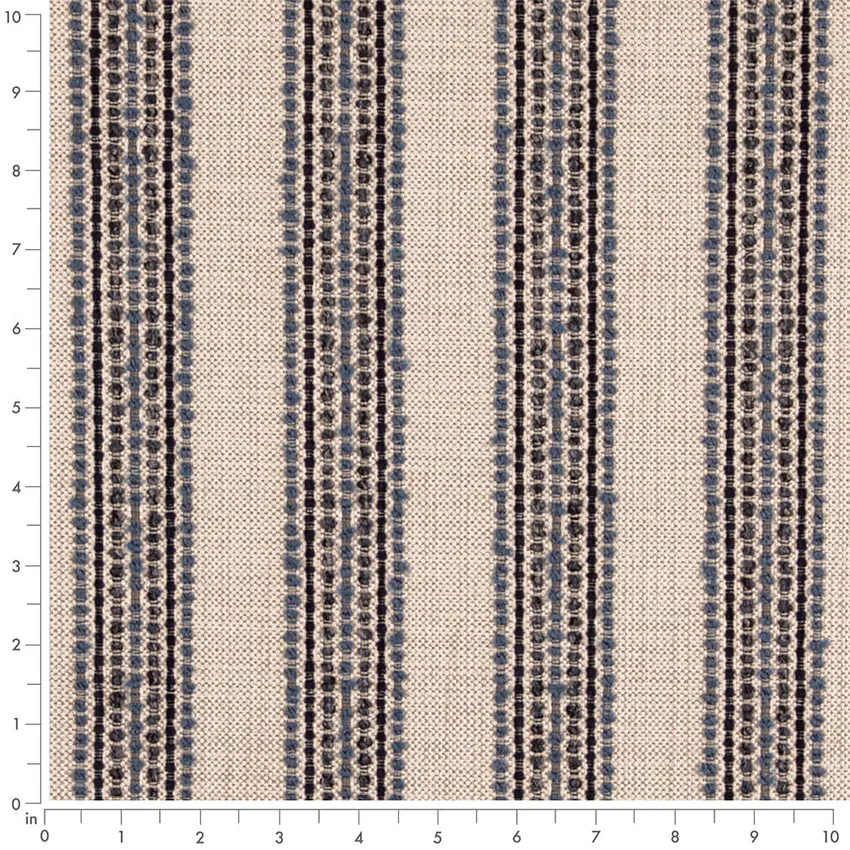 Blueberry Blue Stripe Woven Patterns Upholstery Fabric by the Yard — Scale in inches