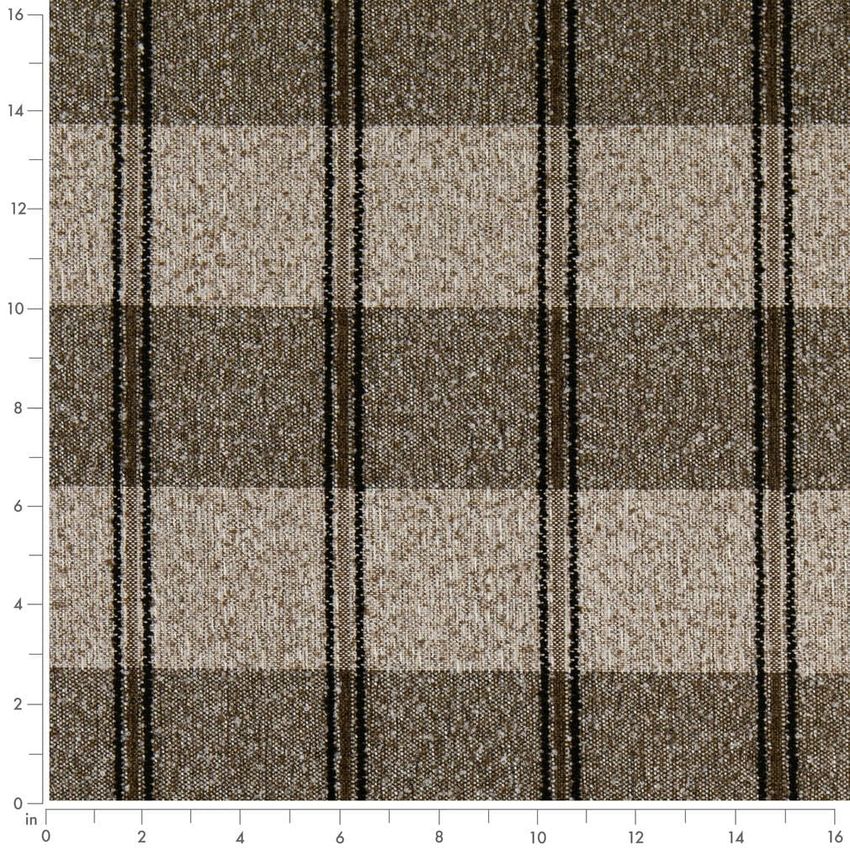Black and Brown Plaid Woven Patterns Upholstery Fabric by the Yard — Scale in inches