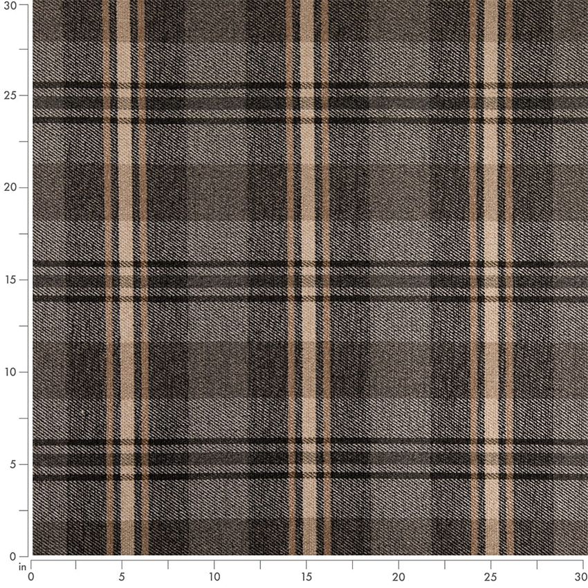 Black Plaid Woven Patterns Upholstery Fabric by the Yard — Scale in inches