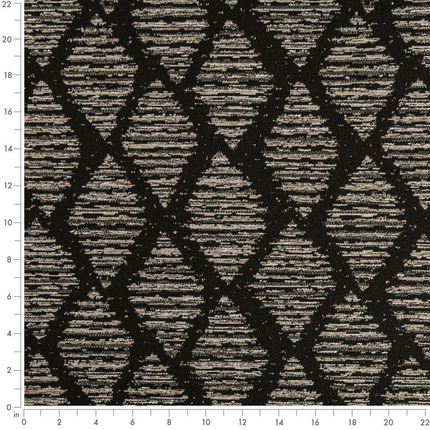 Black Abstract & Geometric Woven Patterns Upholstery Fabric by the Yard — Scale in inches