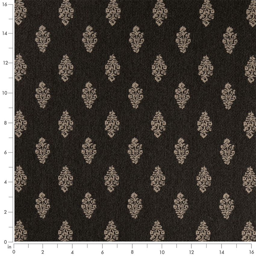 Black Abstract & Geometric Woven Patterns Upholstery Fabric by the Yard — Scale in inches