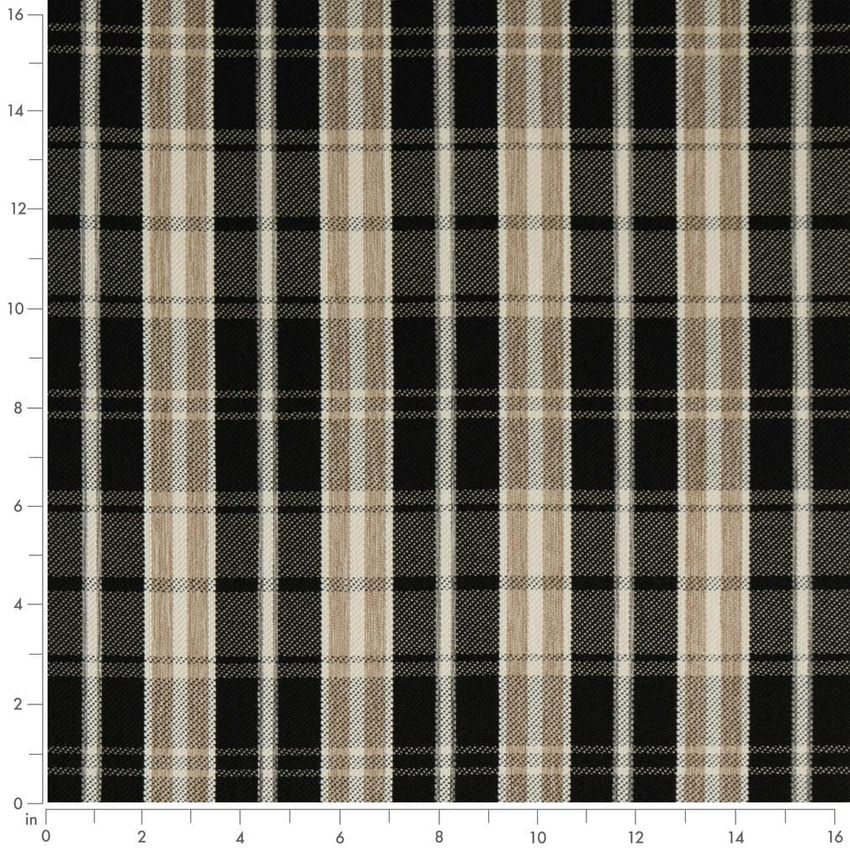 Black Plaid Woven Patterns Upholstery Fabric by the Yard — Scale in inches