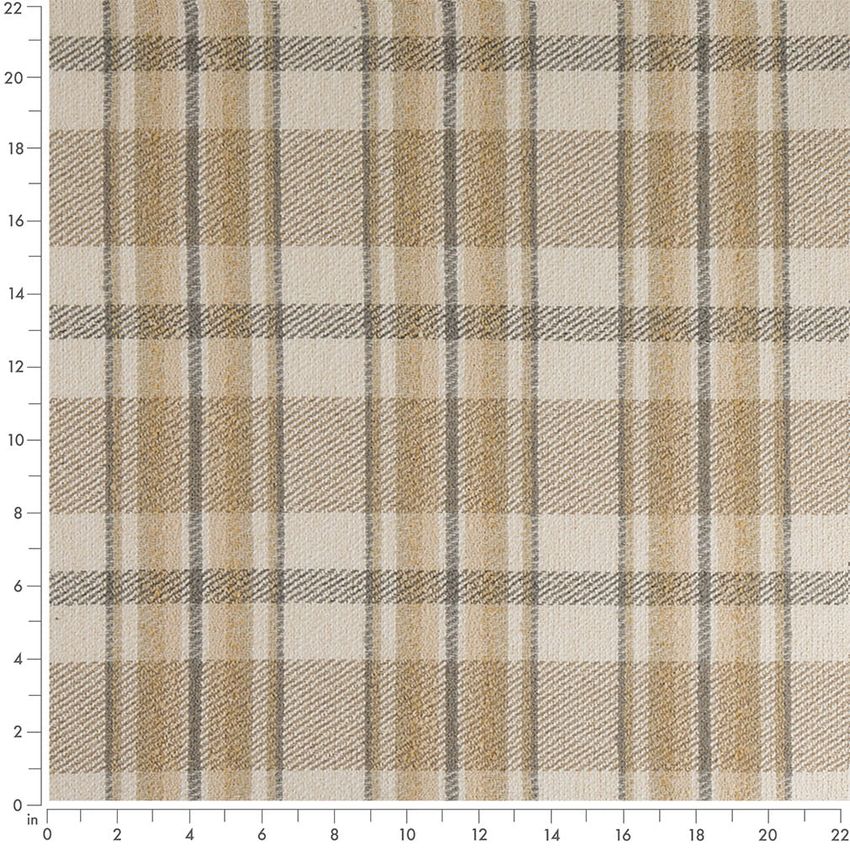 Gold & Yellow Plaid Woven Patterns Upholstery Fabric by the Yard — Scale in inches
