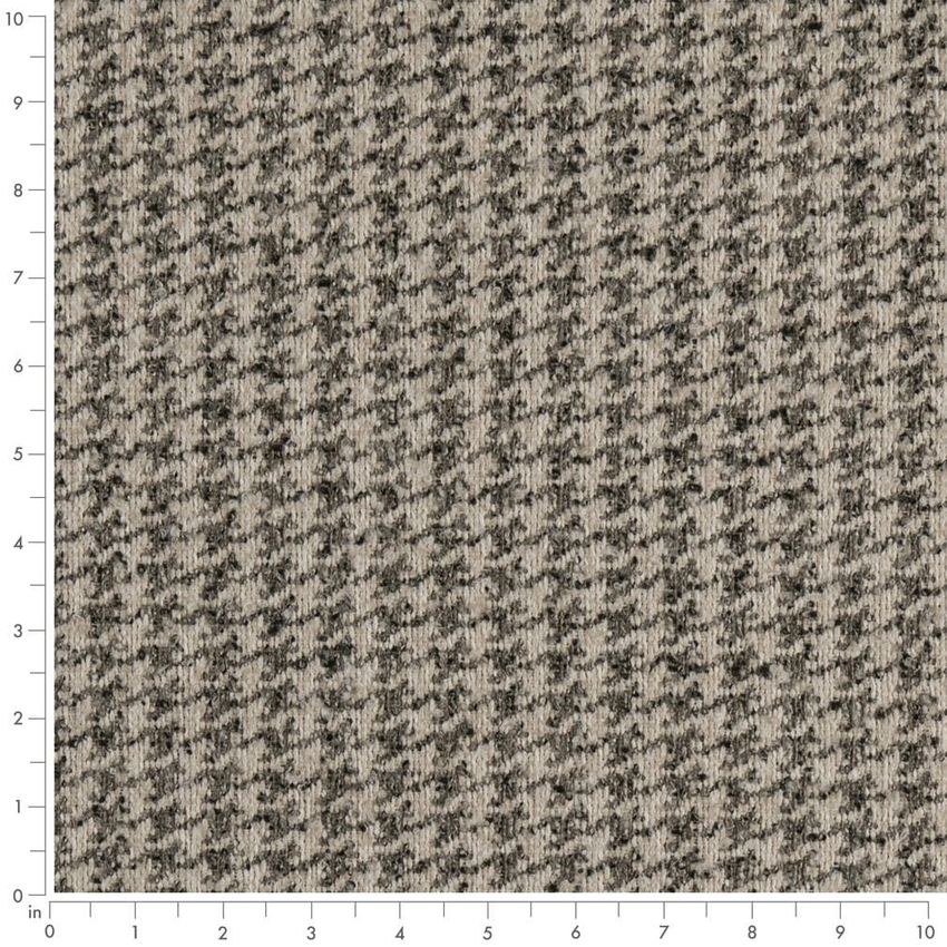 Black and Grey & Silver Check & Houndstooth Woven Patterns Upholstery Fabric by the Yard — Scale in inches