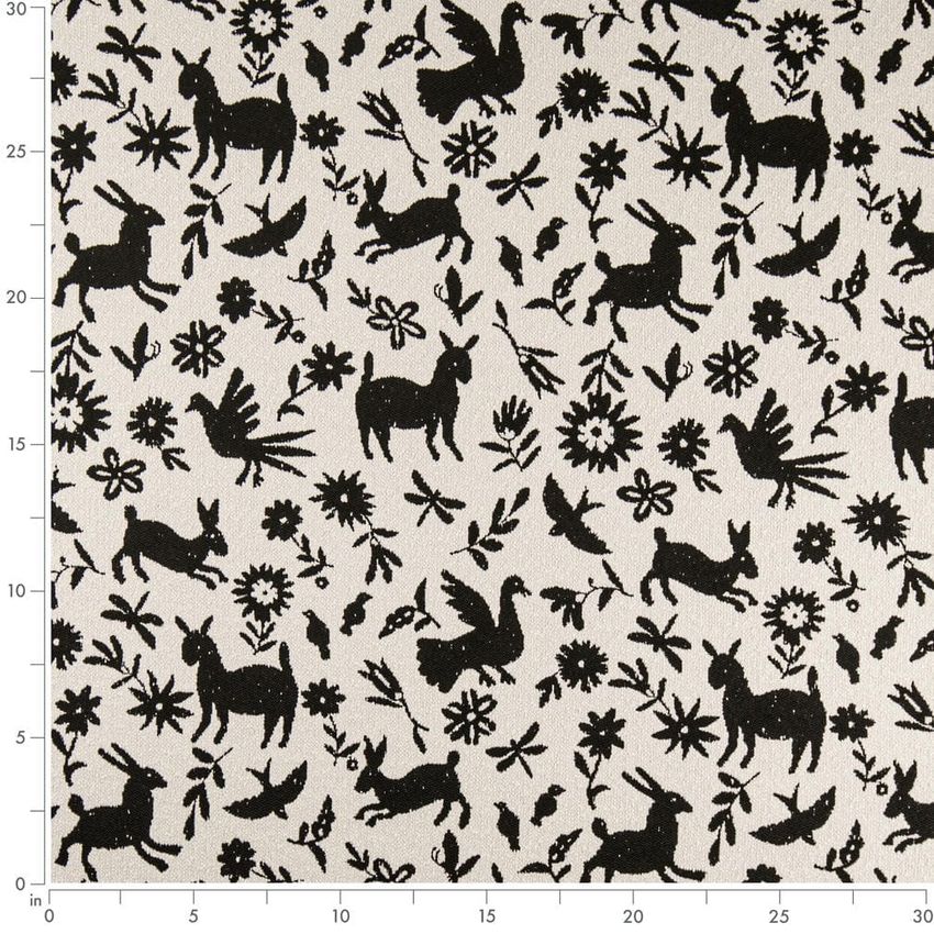 Black Abstract & Geometric Woven Patterns Upholstery Fabric by the Yard — Scale in inches