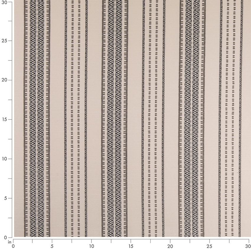 Black Global Woven Patterns Upholstery Fabric by the Yard — Scale in inches