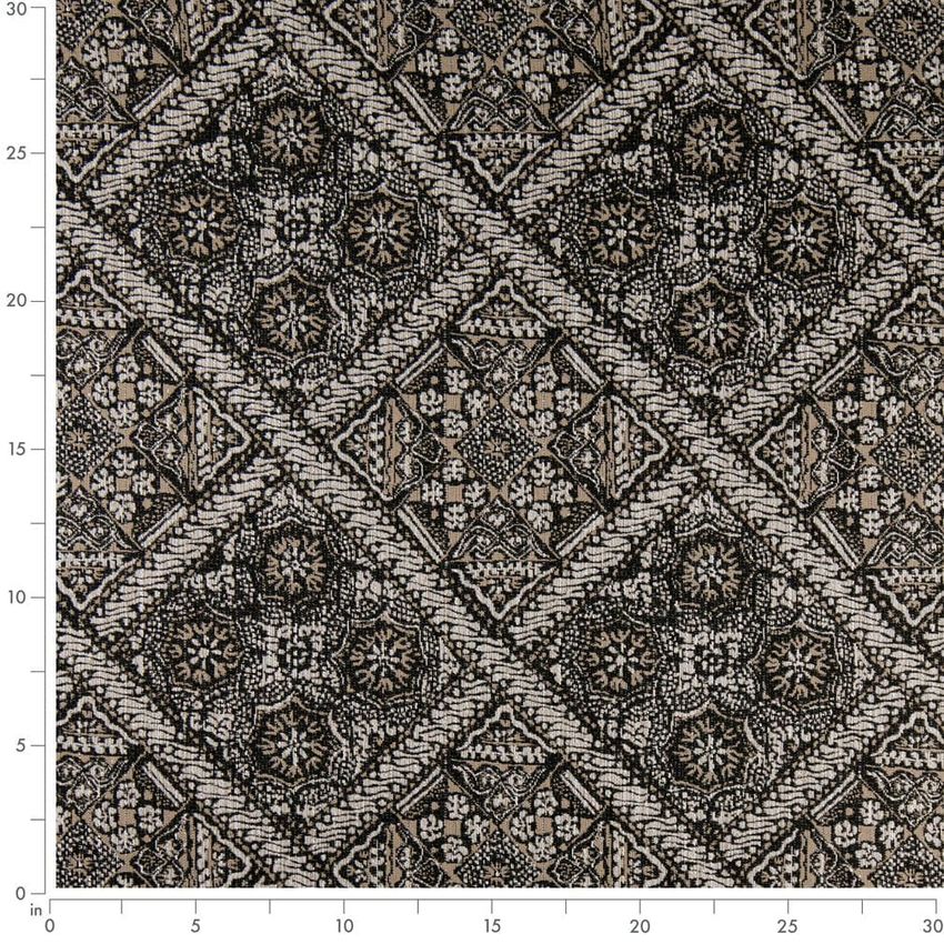 Black Abstract & Geometric Woven Patterns Upholstery Fabric by the Yard — Scale in inches