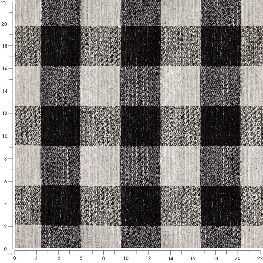 Black Plaid Crypton Upholstery Fabric by the Yard — Scale in inches