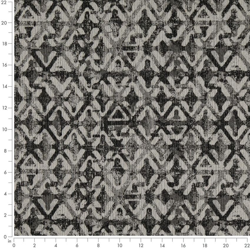Black and Grey & Silver Abstract & Geometric Woven Patterns Upholstery Fabric by the Yard — Scale in inches