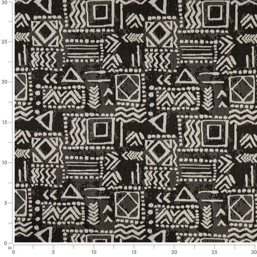 Black Abstract & Geometric Woven Patterns Upholstery Fabric by the Yard — Scale in inches