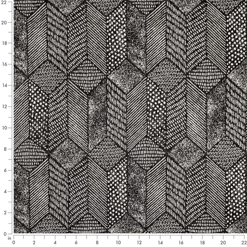 Black Abstract & Geometric Woven Patterns Upholstery Fabric by the Yard — Scale in inches