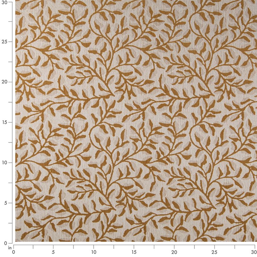 Gold & Yellow Leaves Woven Patterns Upholstery Fabric by the Yard — Scale in inches
