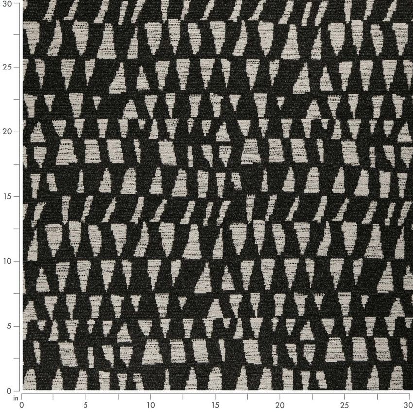 Black Abstract & Geometric Woven Patterns Upholstery Fabric by the Yard — Scale in inches
