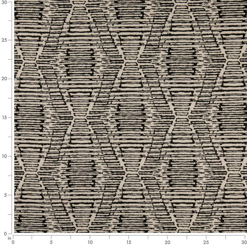 Black Abstract & Geometric Woven Patterns Upholstery Fabric by the Yard — Scale in inches