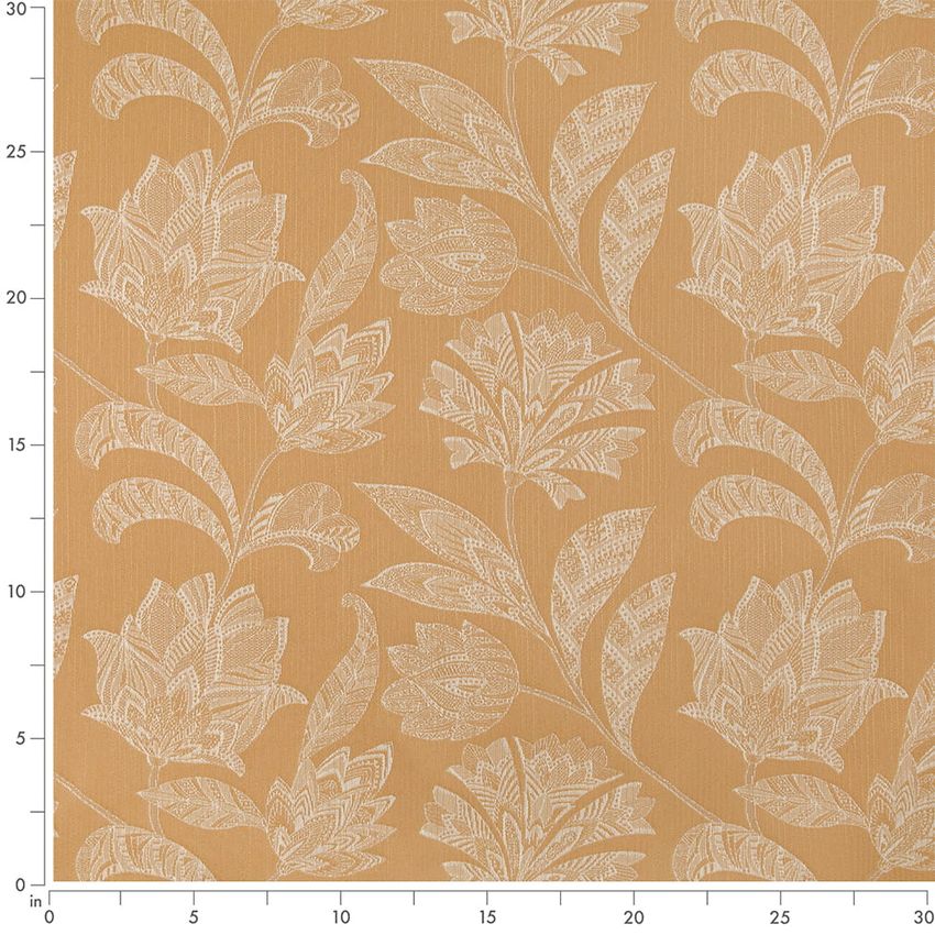 Gold & Yellow Floral Crypton Upholstery Fabric by the Yard — Scale in inches