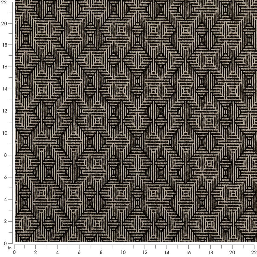Black Abstract & Geometric Crypton Upholstery Fabric by the Yard — Scale in inches