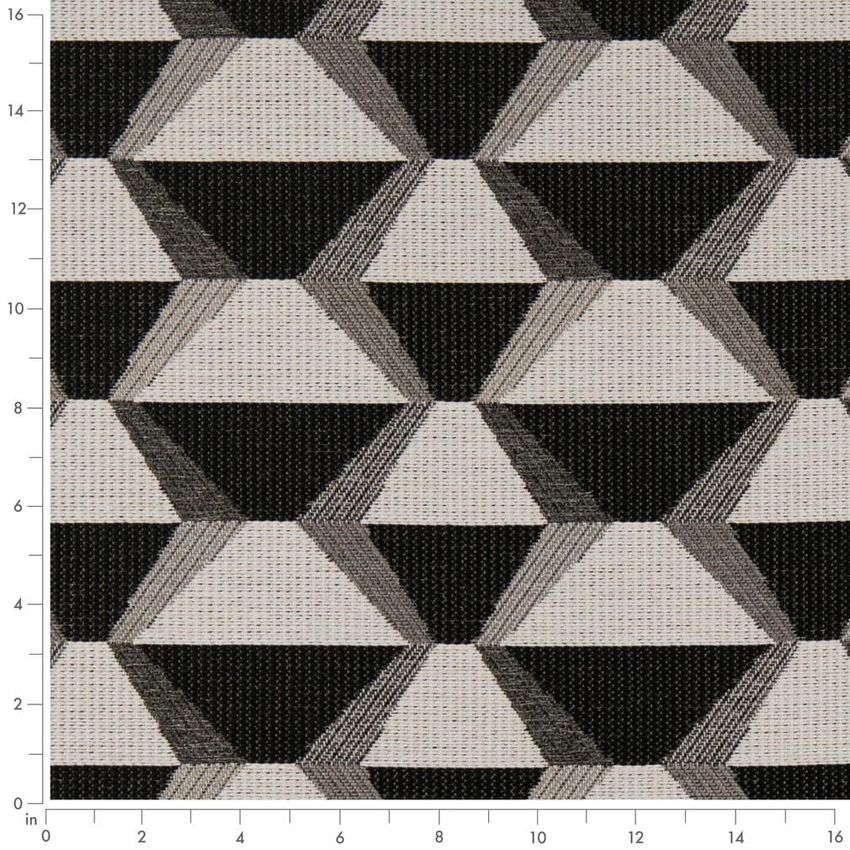 Black Abstract & Geometric Woven Patterns Upholstery Fabric by the Yard — Scale in inches