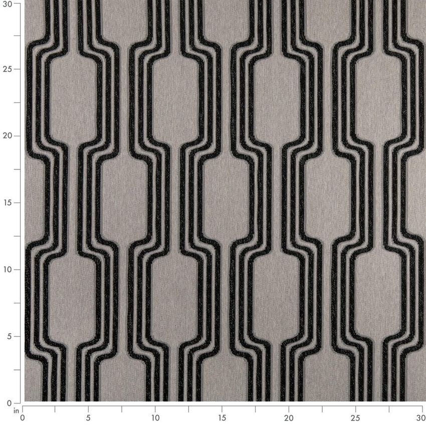 Black Abstract & Geometric Woven Patterns Upholstery Fabric by the Yard — Scale in inches