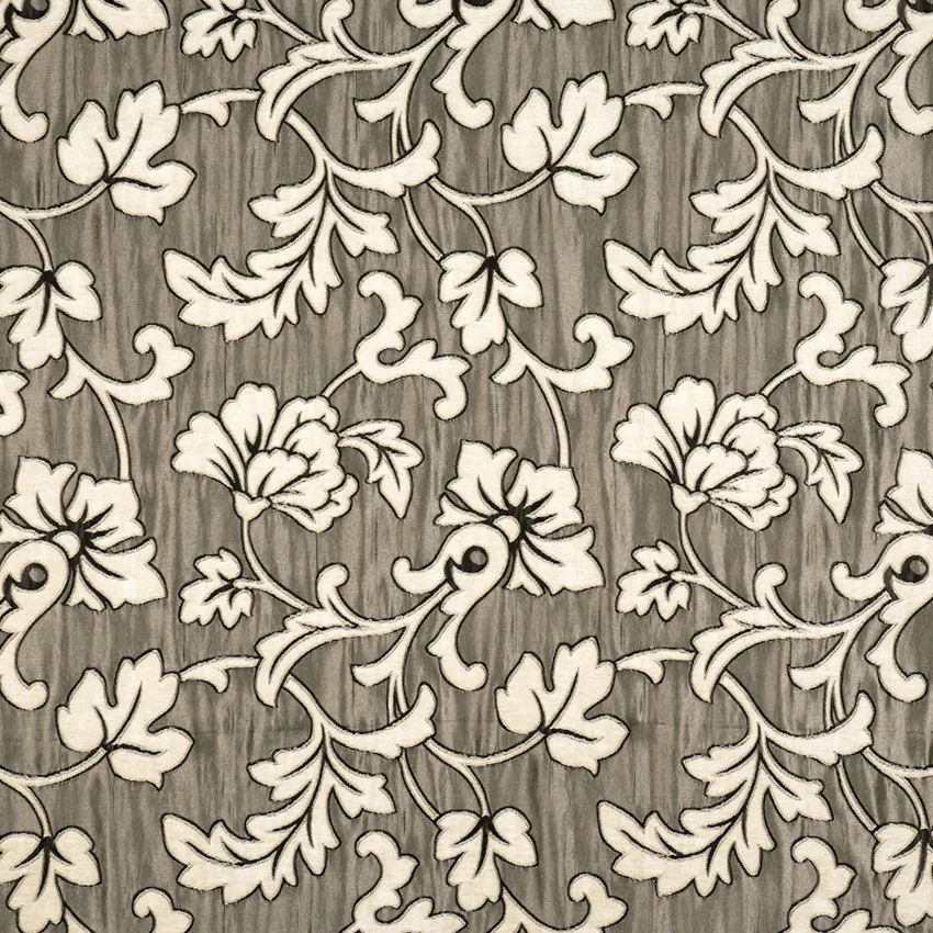 Zebra Black White Floral Taffeta Wovens Chenille Drapery and Upholstery Fabric by the Yard