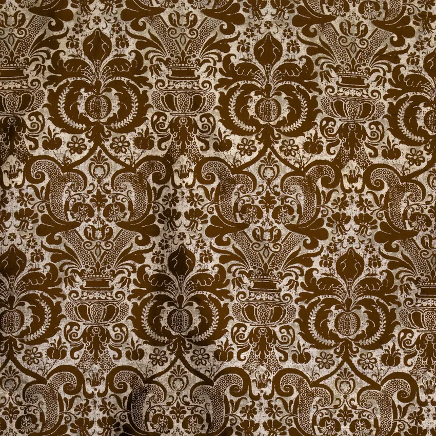 Bronze Grey Brown Print Pattern Damask Silk Prints Drapery and ...