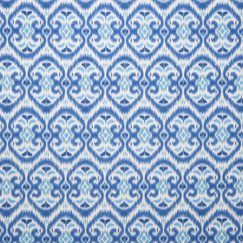 Luna Blue Flamestitch Prints Drapery and Upholstery Fabric by the Yard