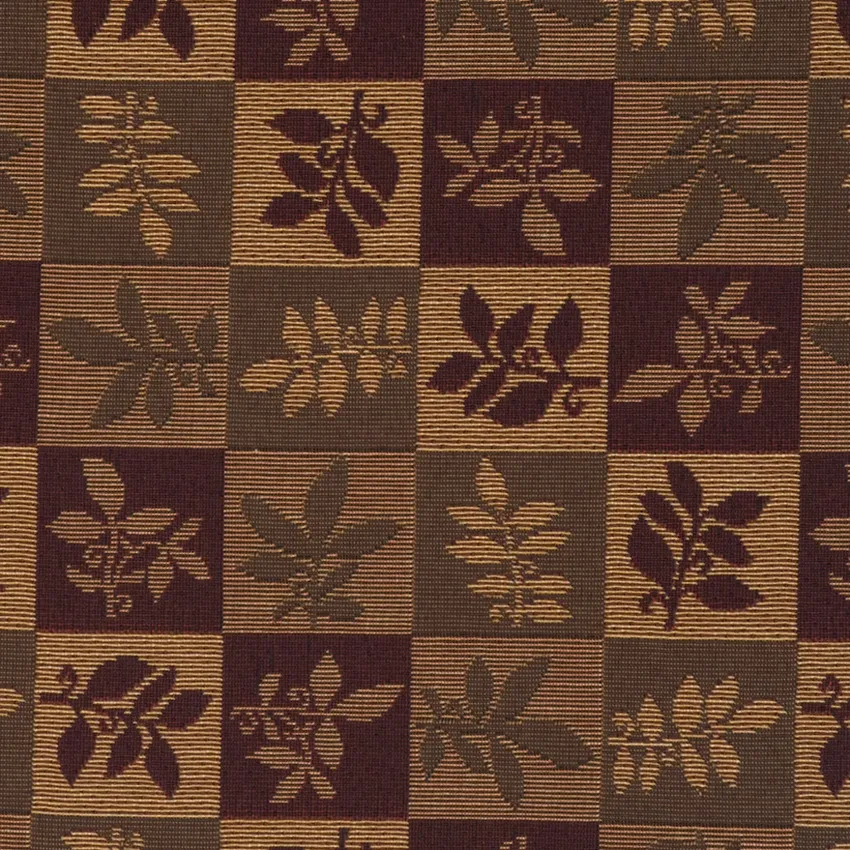 Grapevine Green Orange Leaves Check Wovens Upholstery Decorative