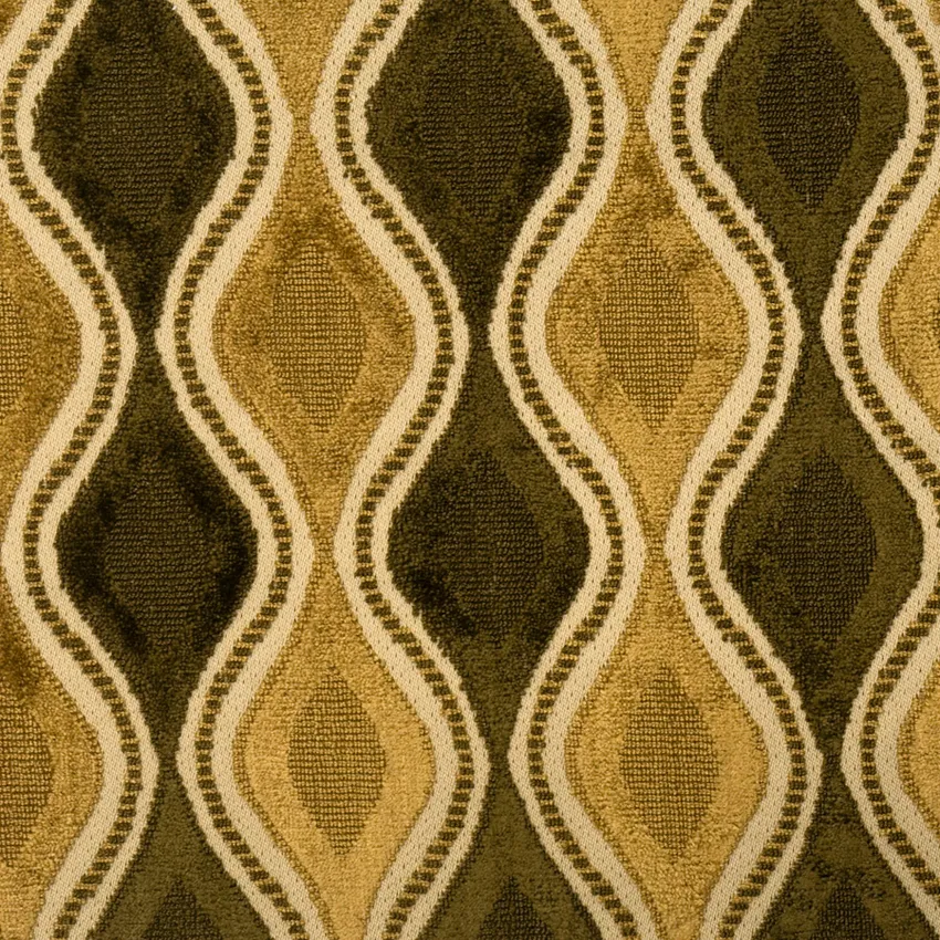 Ivy Gold Green Jacquard Pattern Diamond  Velvet  Upholstery Fabric by the Yard