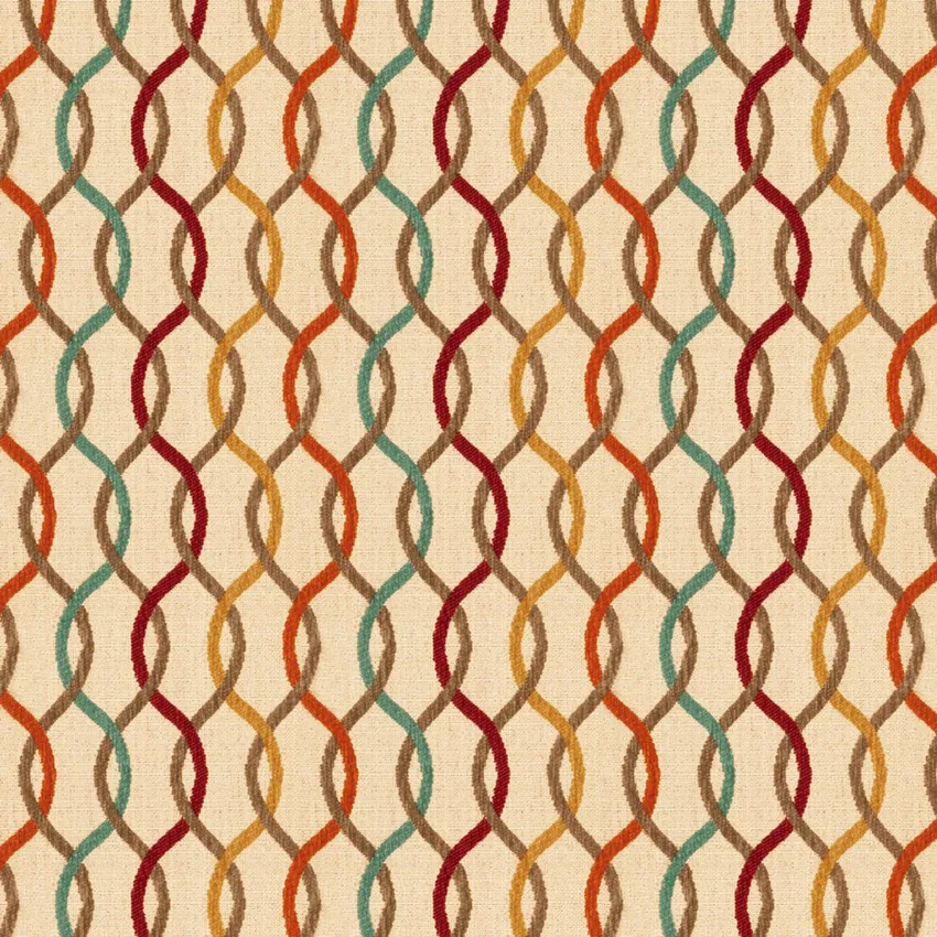 Confetti Orange and Multi Color Lattice Wovens Upholstery Fabric by the