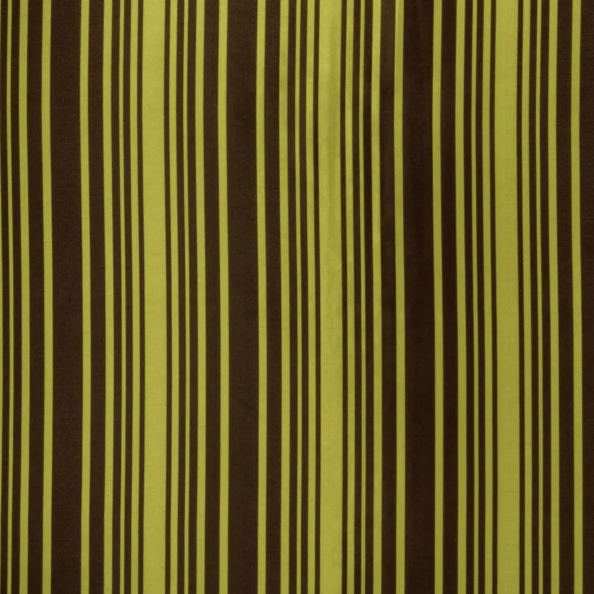 Avocado Brown Green Stripes Contemporary Faux Silk Drapery Novelty