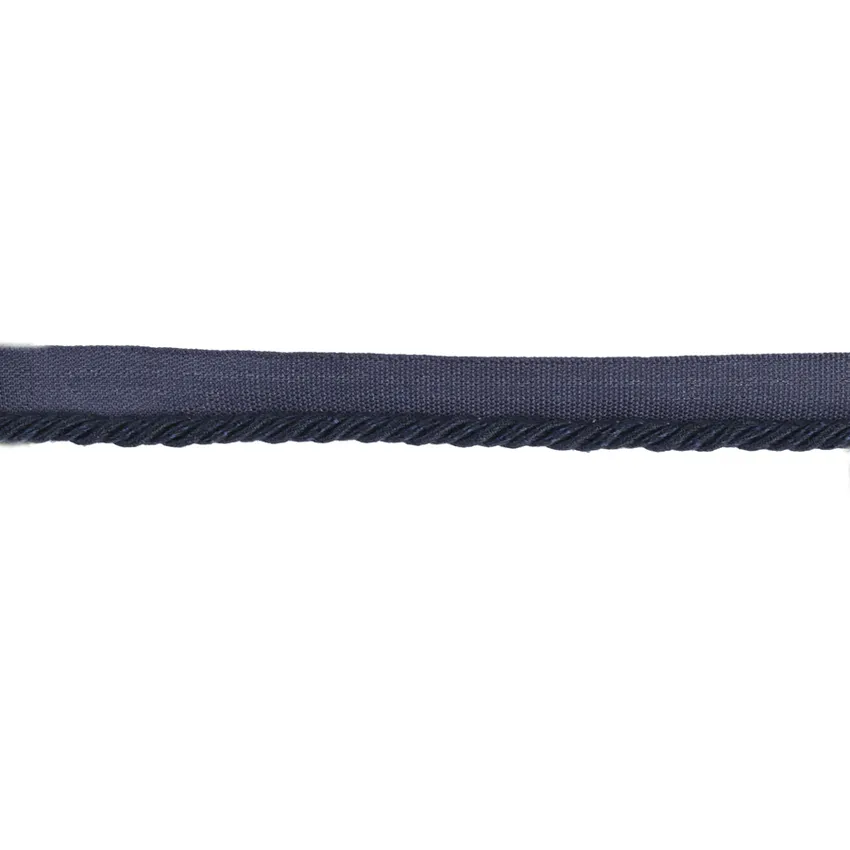 Navy Blue Cord With Tape Trimmings Upholstery Fabric by the Yard T2560
