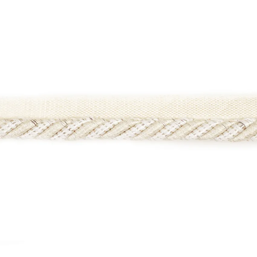 Ecru Linen Off White Cord With Tape Trimmings Upholstery Fabric by the
