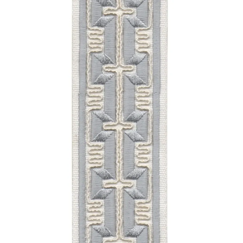 Ivory Ash Ivory and Ash Embroidered Trim Drapery and Upholstery Fabric by the Yard