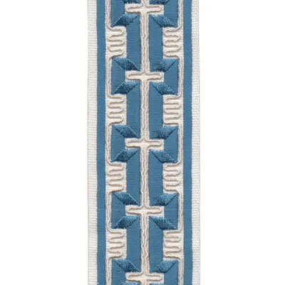 H6329 Ivory Blue Drapery and Upholstery Fabric by the yard