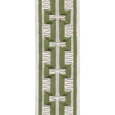 H0508 Ivory Green Drapery and Upholstery Fabric by the yard