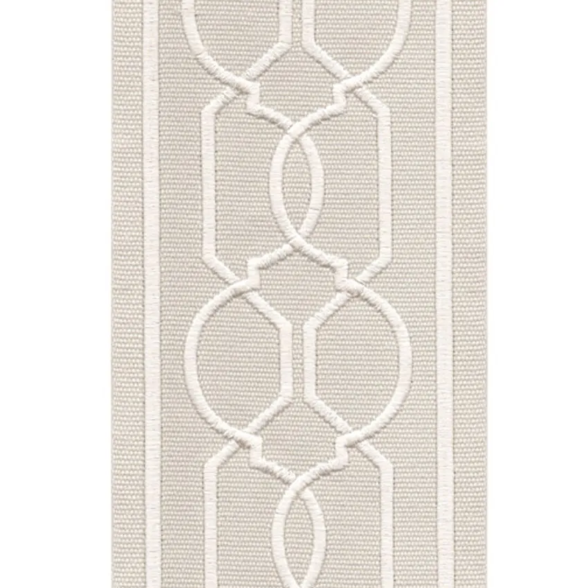 Palegrey Cream and Gray Embroidered Trim Drapery and Upholstery Fabric by the Yard