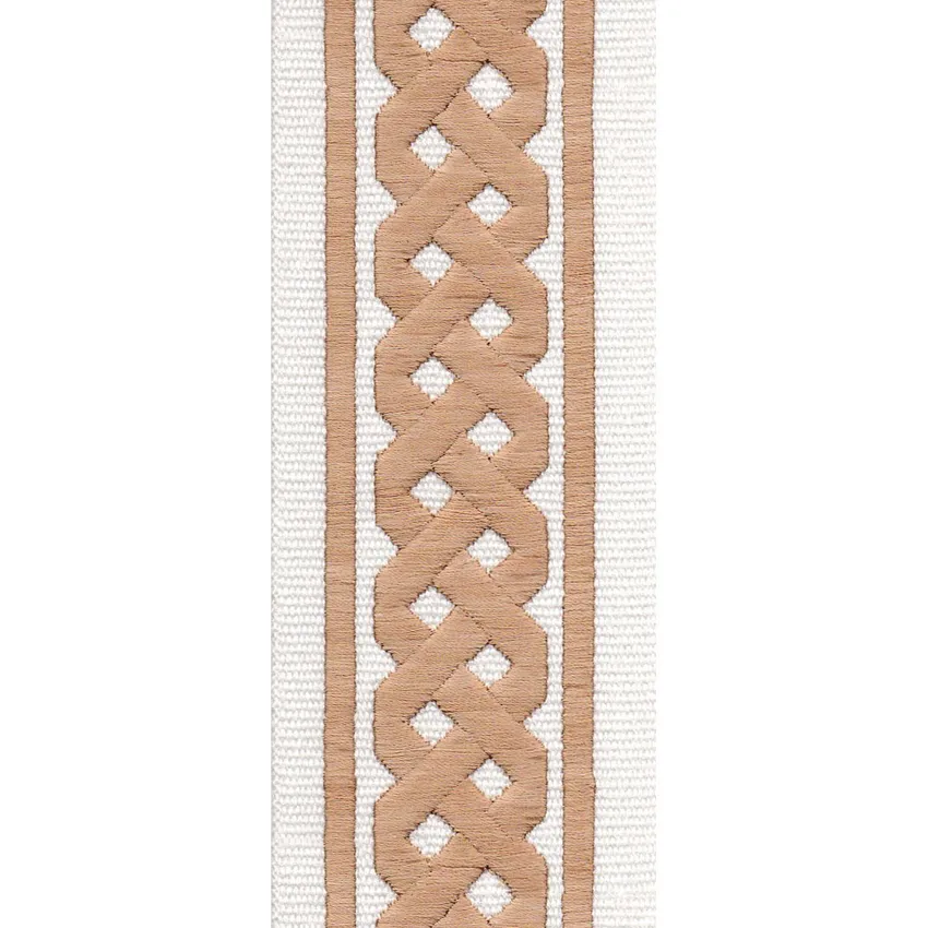 Ivory Copper Ivory and Copper Embroidered Trim Drapery and Upholstery Fabric by the Yard