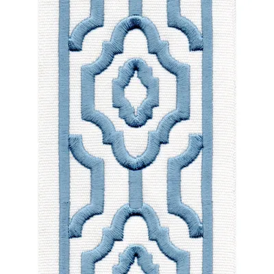 H1296 Ivory Blue Drapery and Upholstery Fabric by the yard
