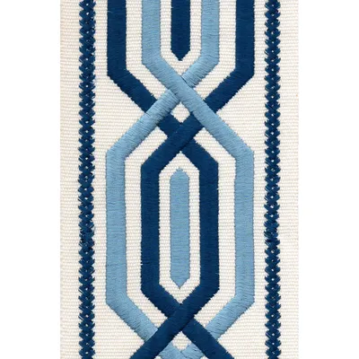 H1511 Ivory Blue Drapery and Upholstery Fabric by the yard